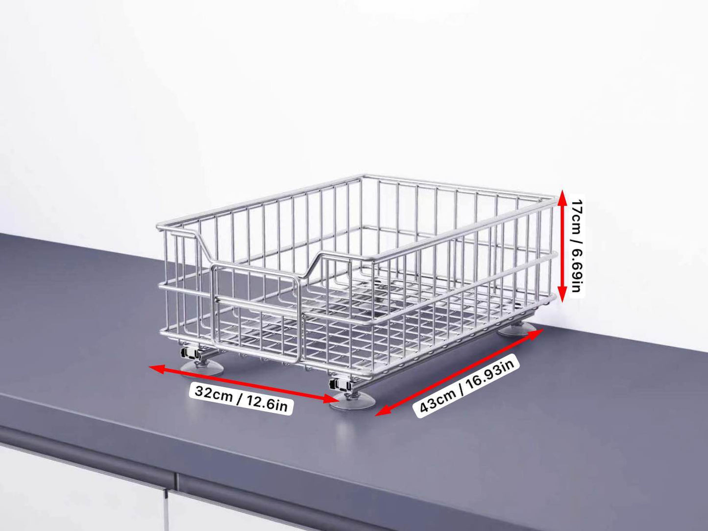 Single-Tier Pull-Out Cabinet Organizer Basket – Stainless Steel Kitchen Storage Rack