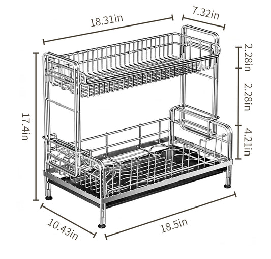 304 Stainless Steel Dish Drying Rack, Kitchen Dish Storage Basket size