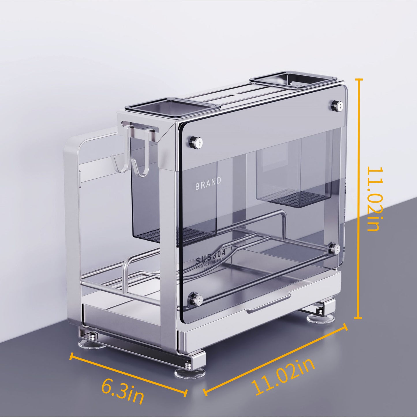 Stainless Steel Kitchen Knife & Cutlery Organizer Rack size