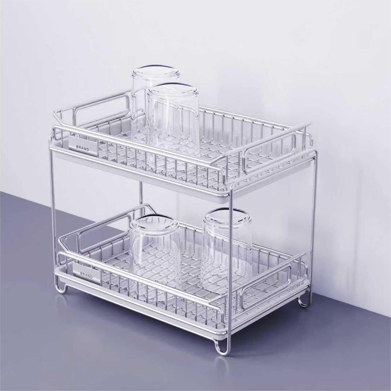 2-Tier Stainless Steel Cup Drying Rack, Desktop Holder for Glasses, Mugs & Baby Bottles