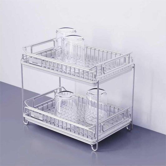 2-Tier Stainless Steel Cup Drying Rack, Desktop Holder for Glasses, Mugs & Baby Bottles