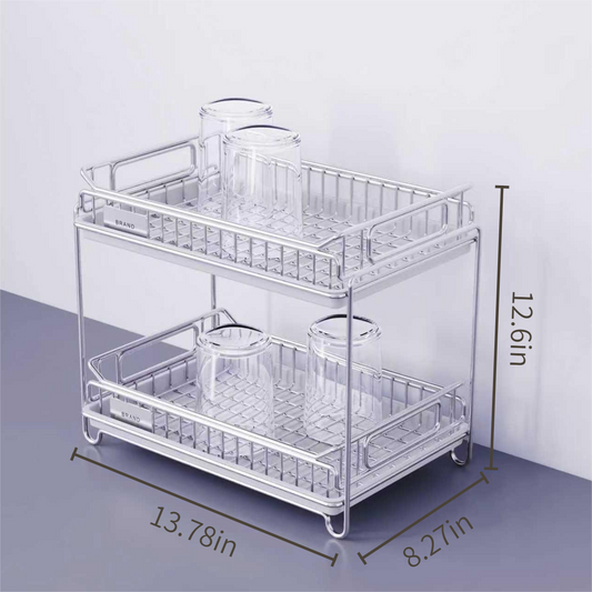 2-Tier Stainless Steel Cup Drying Rack, Desktop Holder for Glasses, Mugs & Baby Bottles