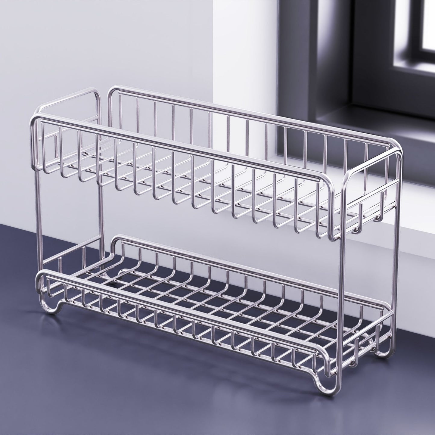 Stainless Steel 2-Tier Kitchen Storage Shelf