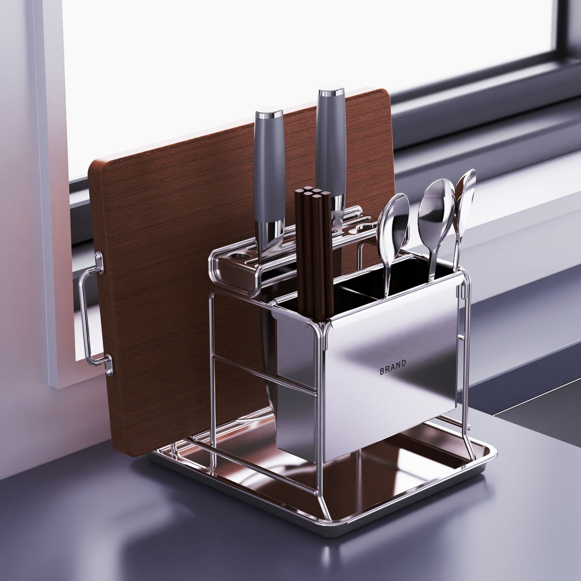 304 Stainless Steel Kitchen Utensil Storage Rack