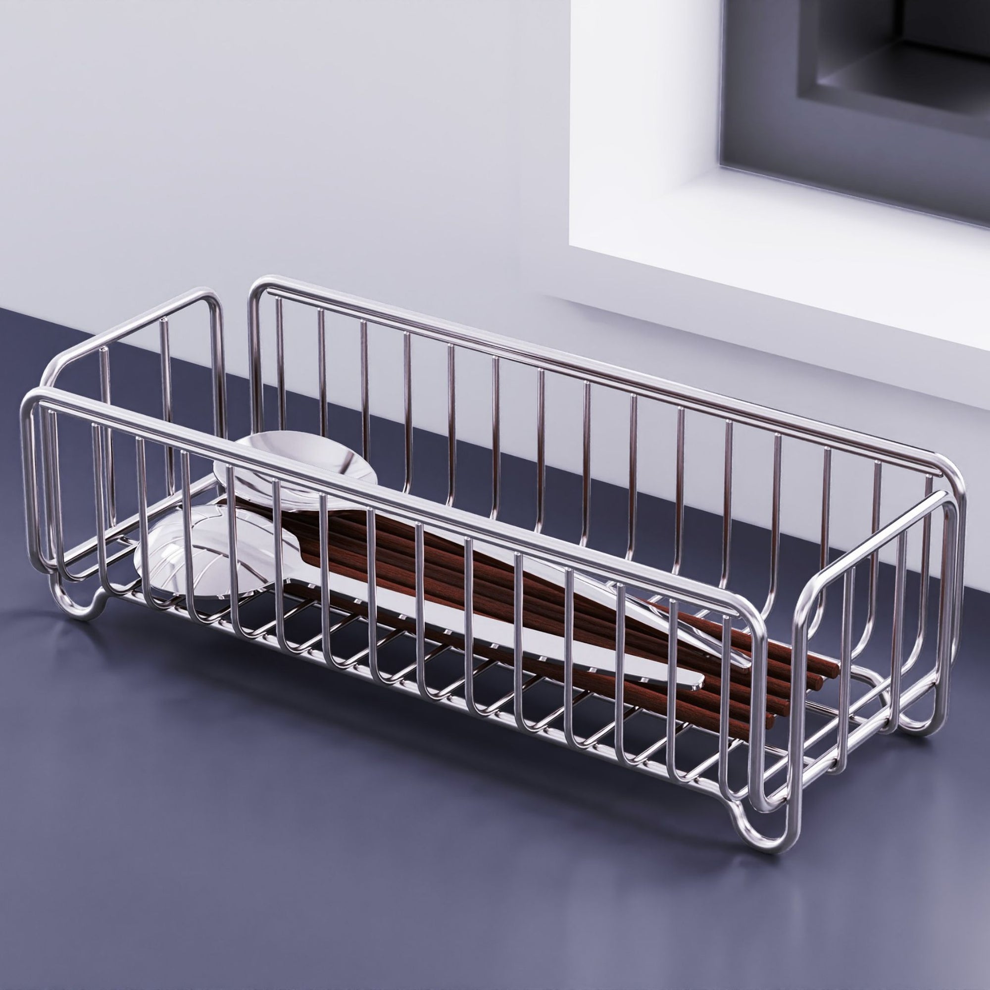 304 Stainless Steel Kitchen Chopstick & Spoon Drain Basket