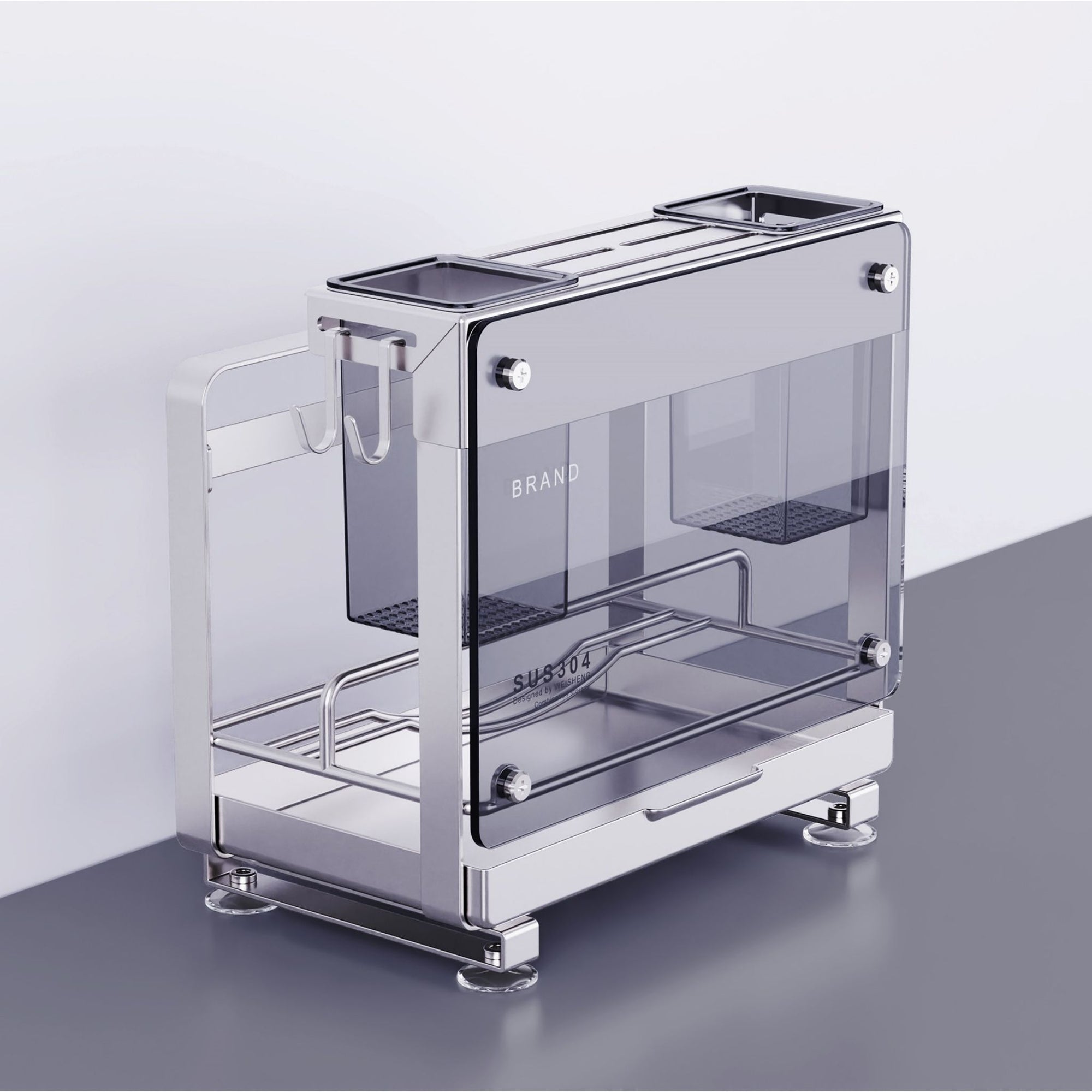 304 Stainless Steel Kitchen Knife & Cutlery Organizer Rack
