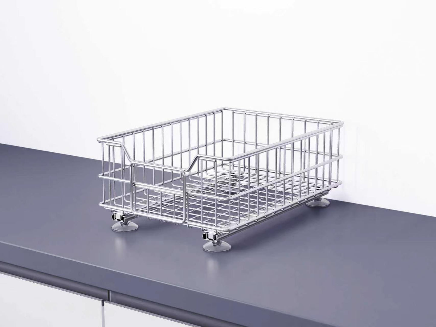 Single-Tier Pull-Out Cabinet Organizer Basket – Stainless Steel Kitchen Storage Rack