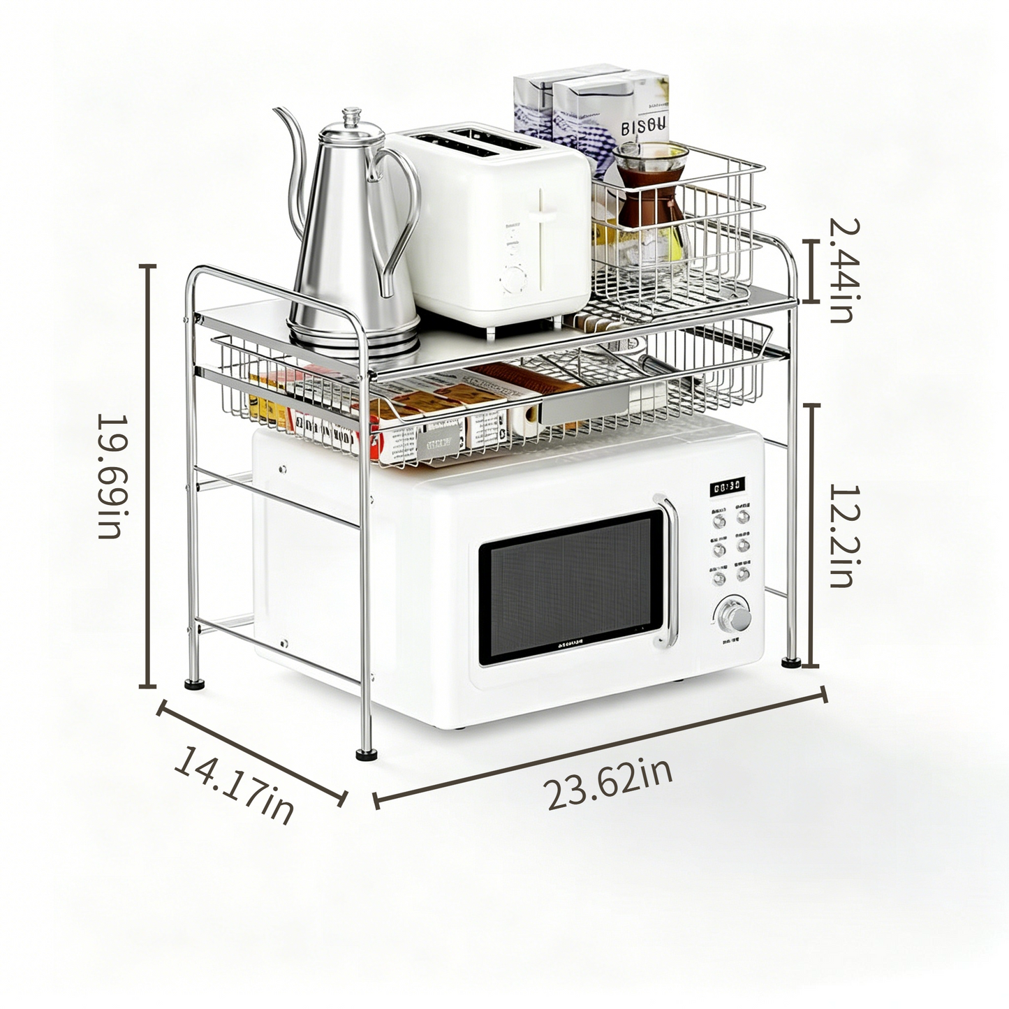 304 Stainless Steel Kitchen Countertop Microwave Shelf