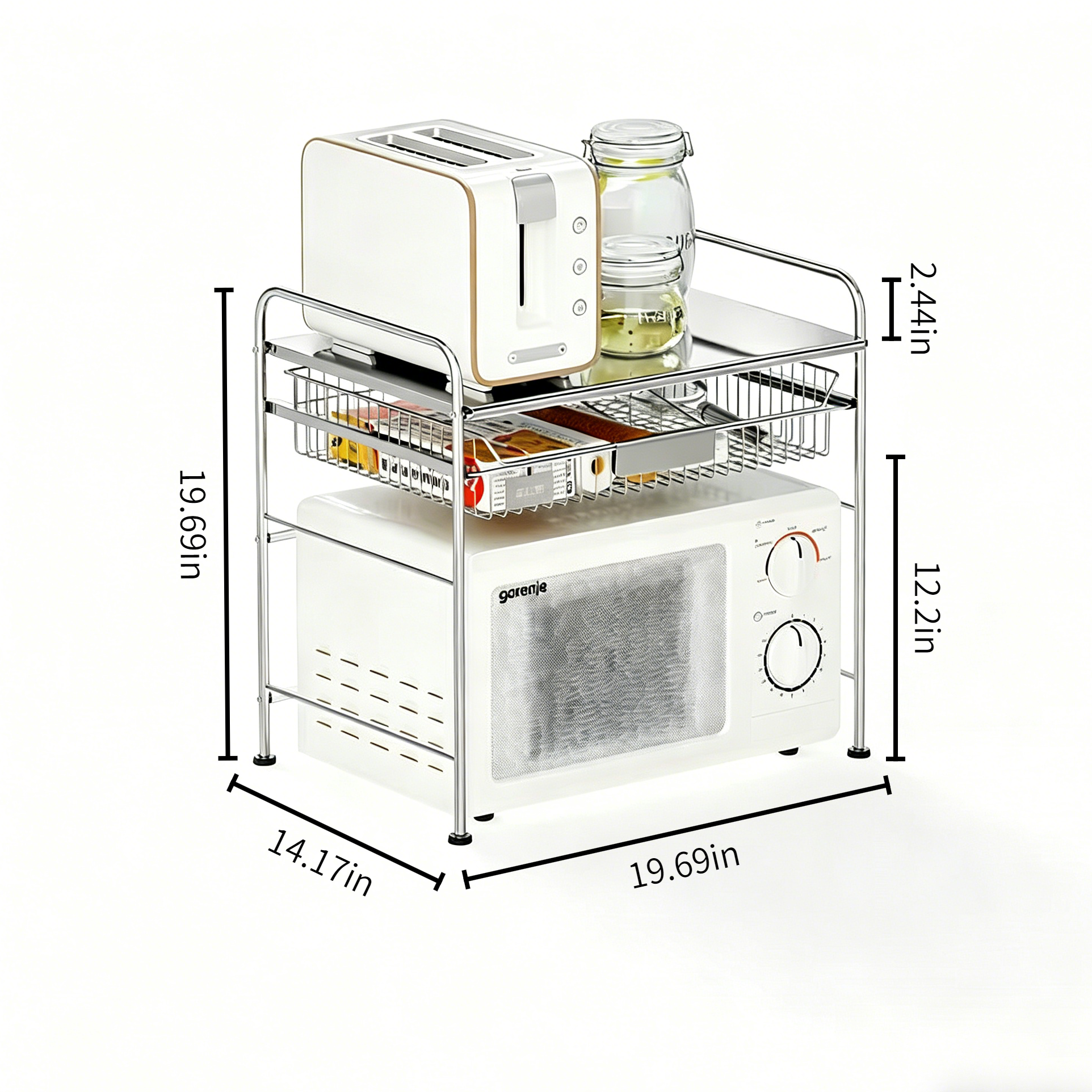 304 Stainless Steel Kitchen Countertop Microwave Shelf