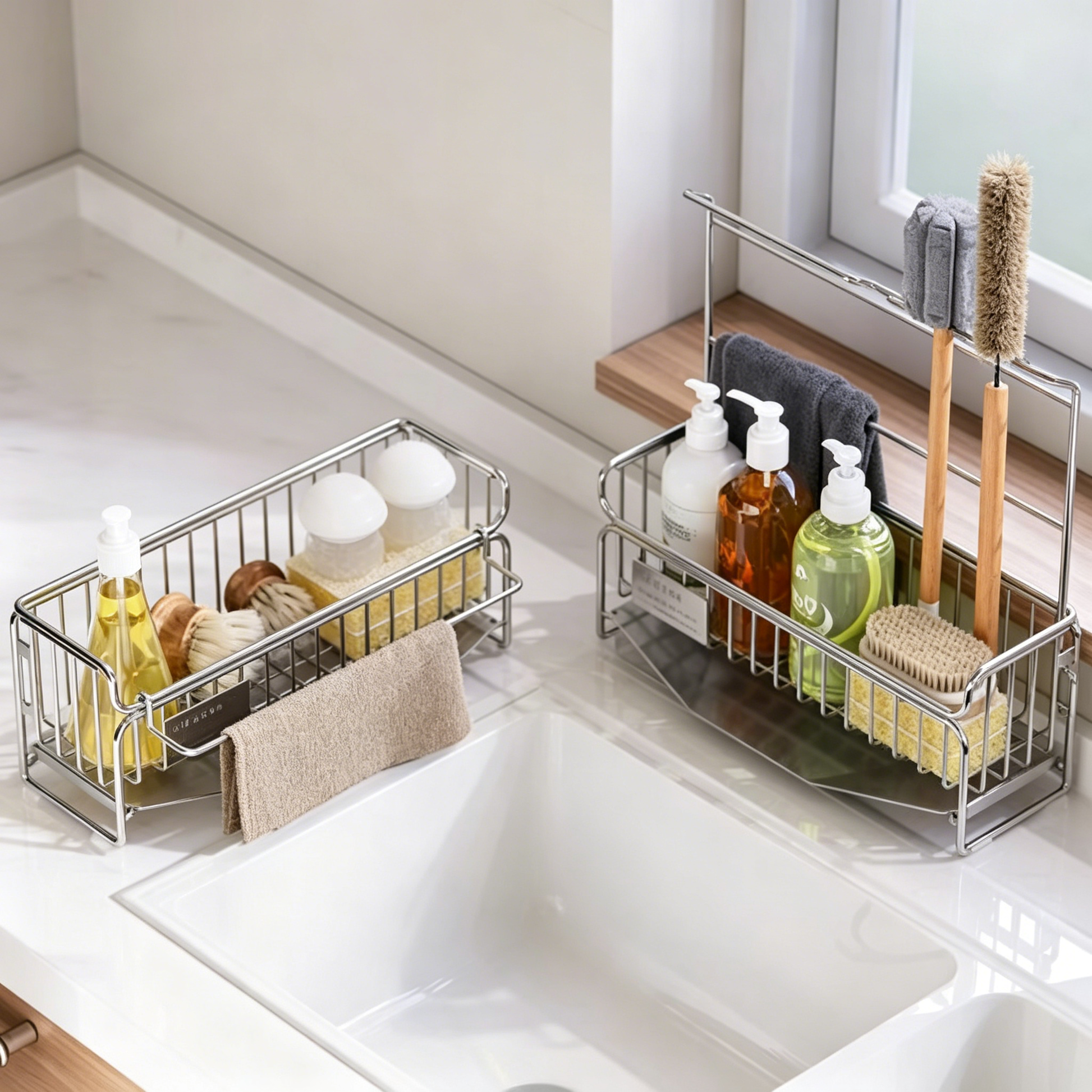304 Stainless Steel Kitchen Sink Caddy Organizer