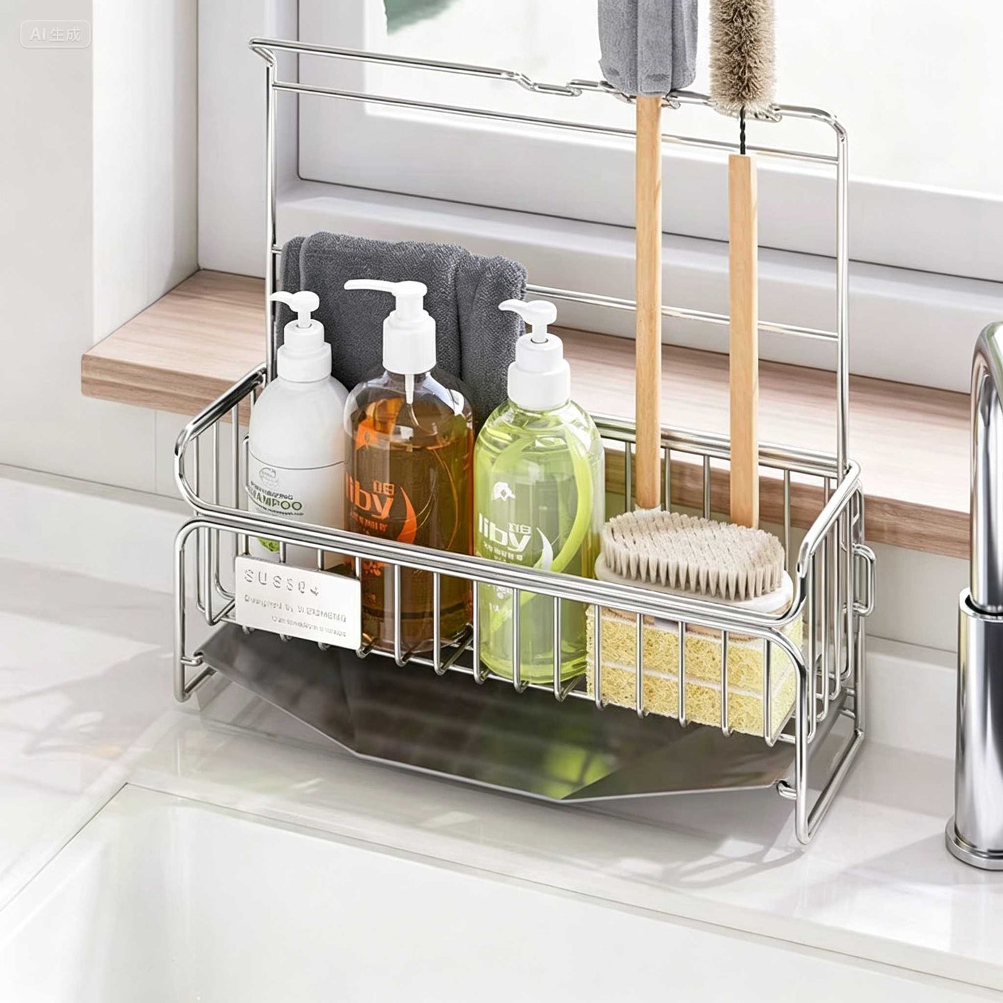304 Stainless Steel Kitchen Sink Caddy Organizer - Drying Rack