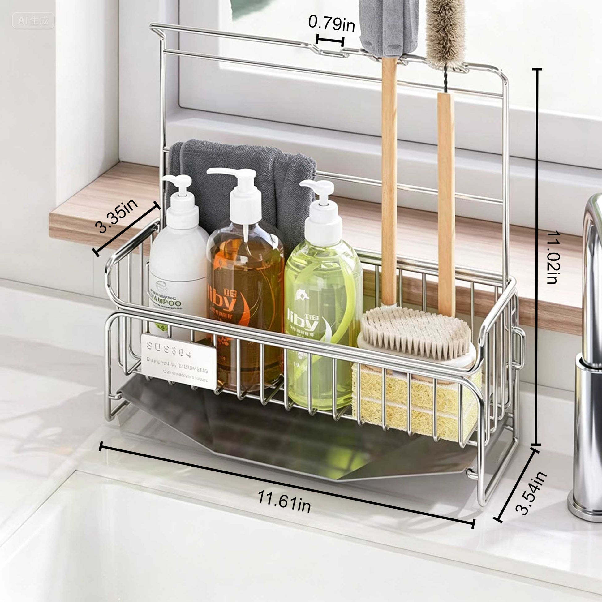 304 Stainless Steel Kitchen Sink Caddy Organizer