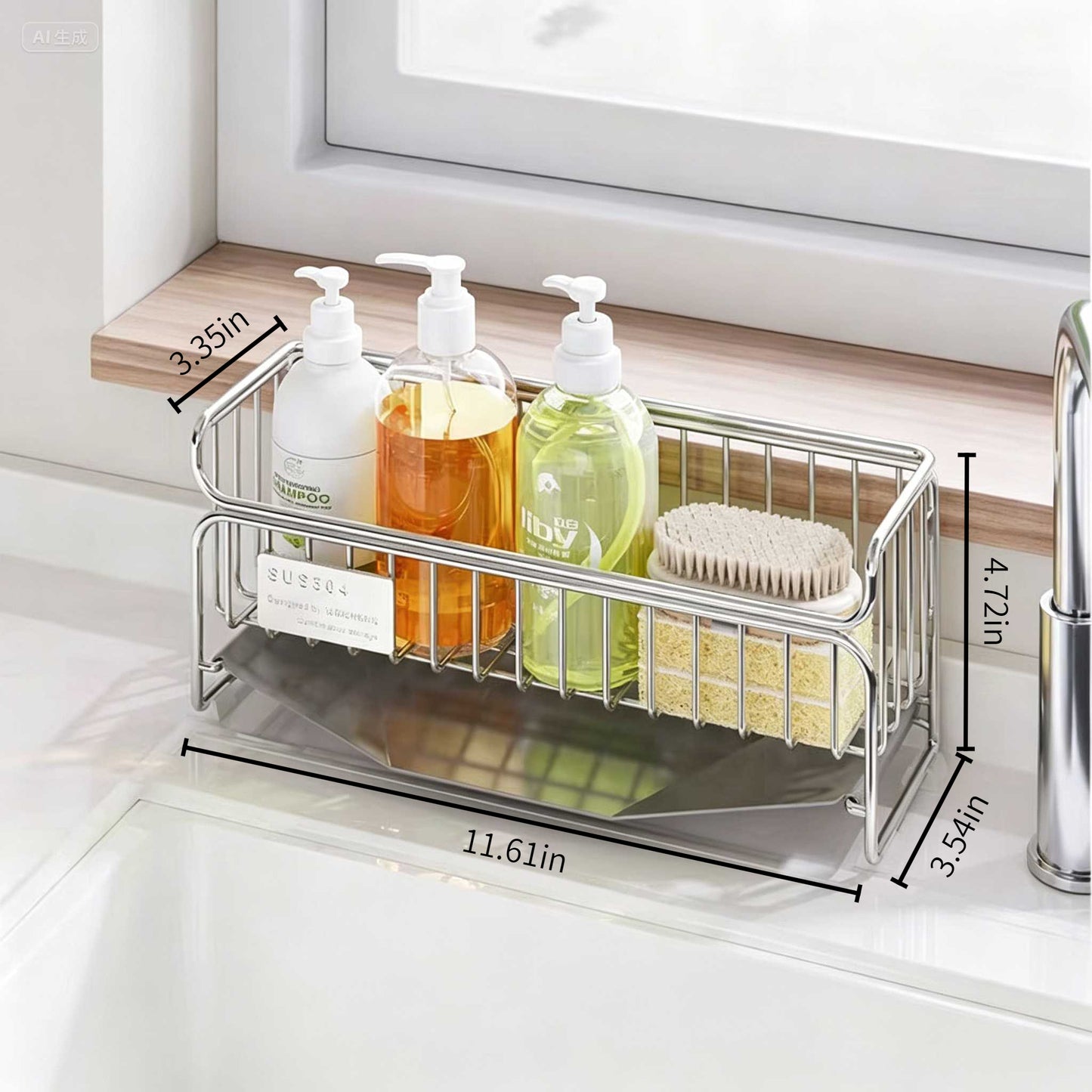 304 Stainless Steel Kitchen Sink Caddy Organizer