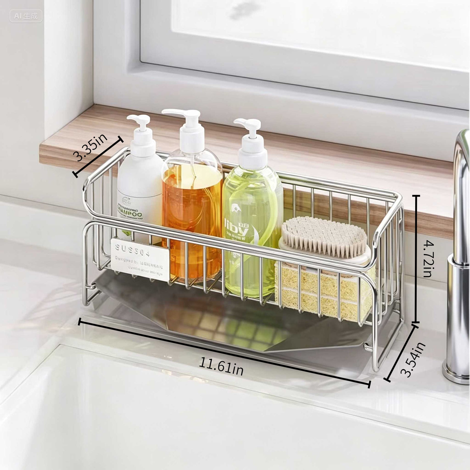 304 Stainless Steel Kitchen Sink Caddy Organizer