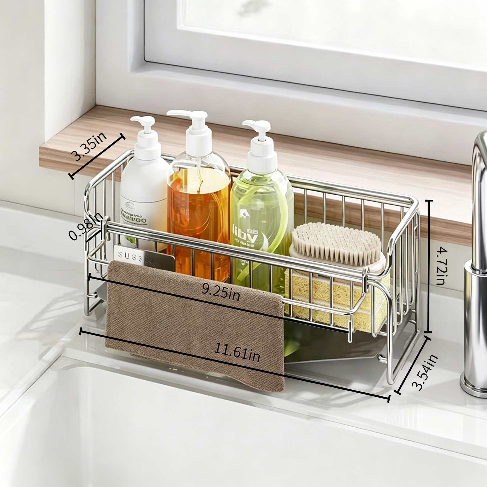 304 Stainless Steel Kitchen Sink Caddy Organizer