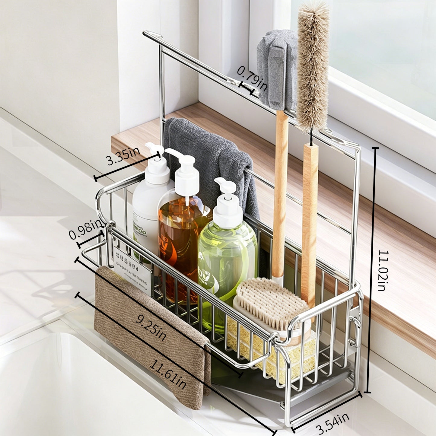 304 Stainless Steel Kitchen Sink Caddy Organizer