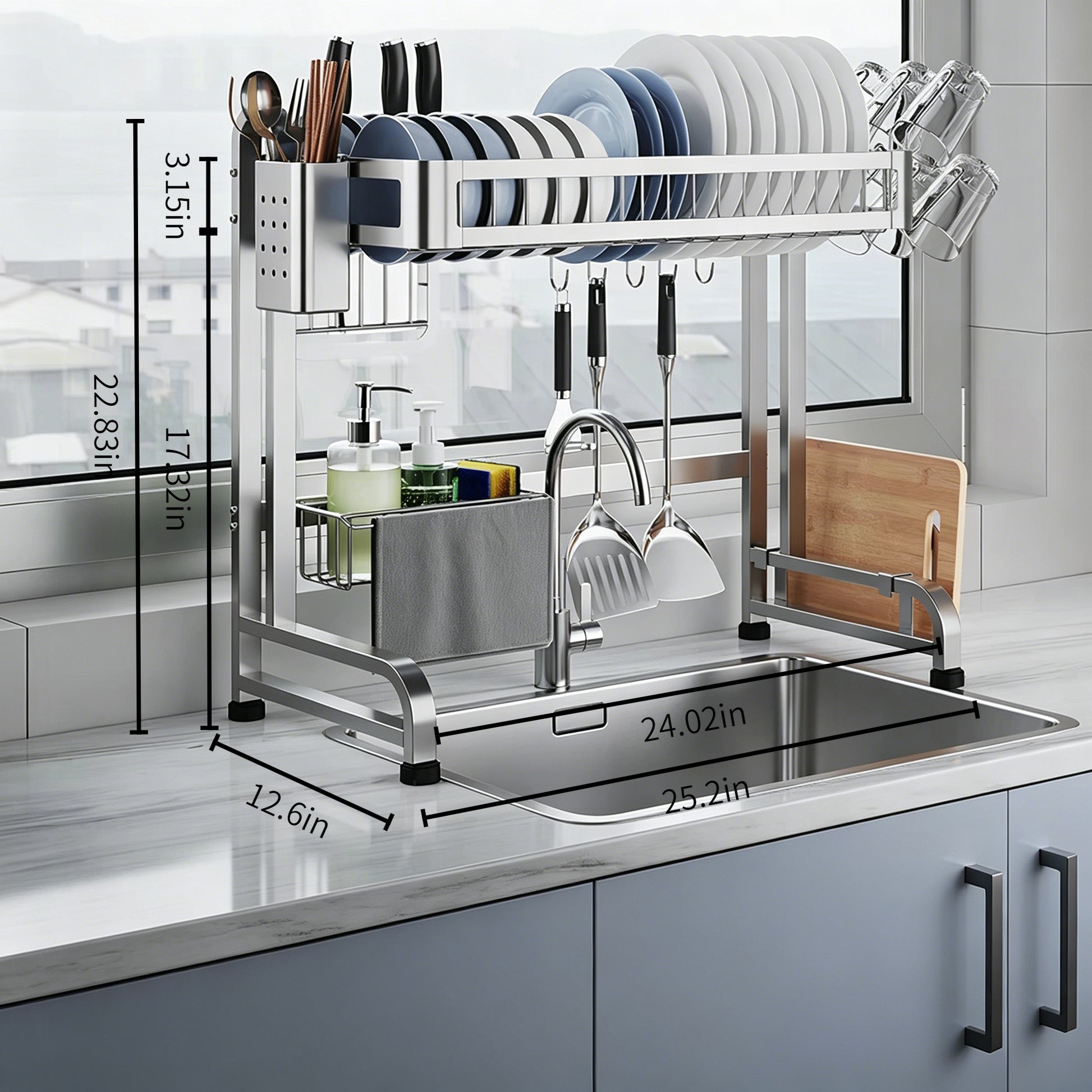 304 Stainless Steel Over-Sink Dish Drying Rack