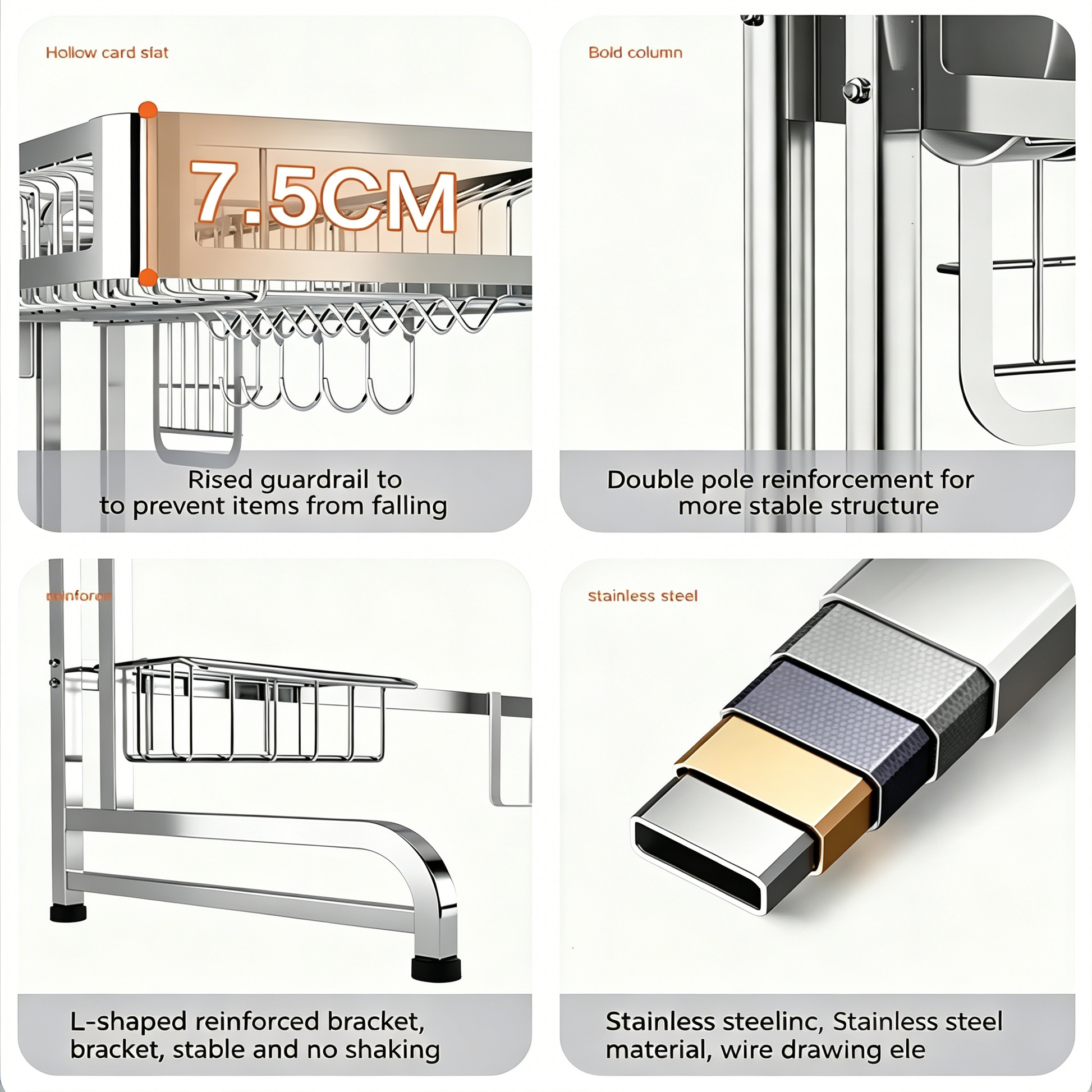 304 Stainless Steel Over-Sink Dish Drying Rack
