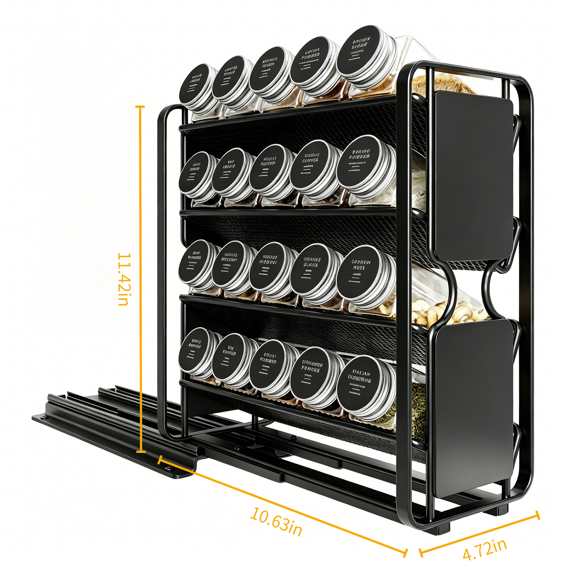 304 Stainless Steel Slide-out Spice Rack size