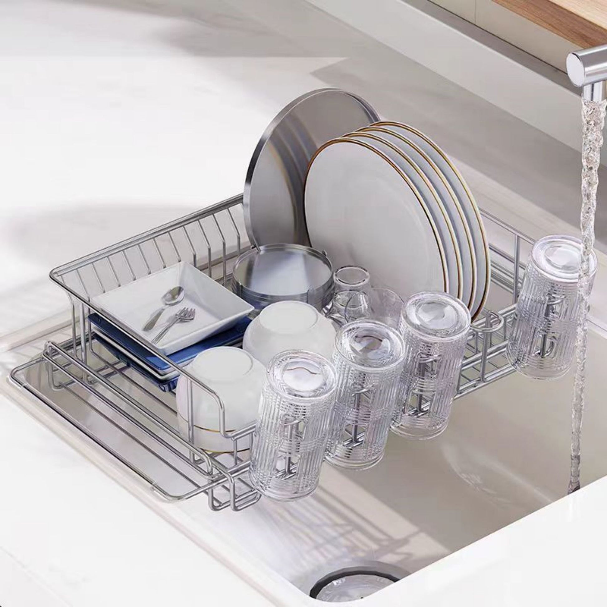 304 Stainless Steel Telescopic Sink Drain Rack - Large