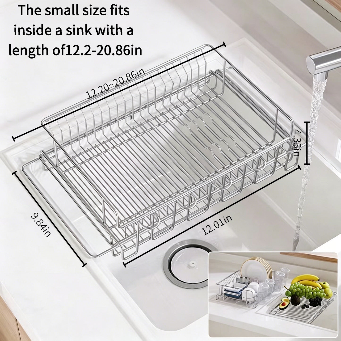 304 Stainless Steel Telescopic Sink Drain Rack