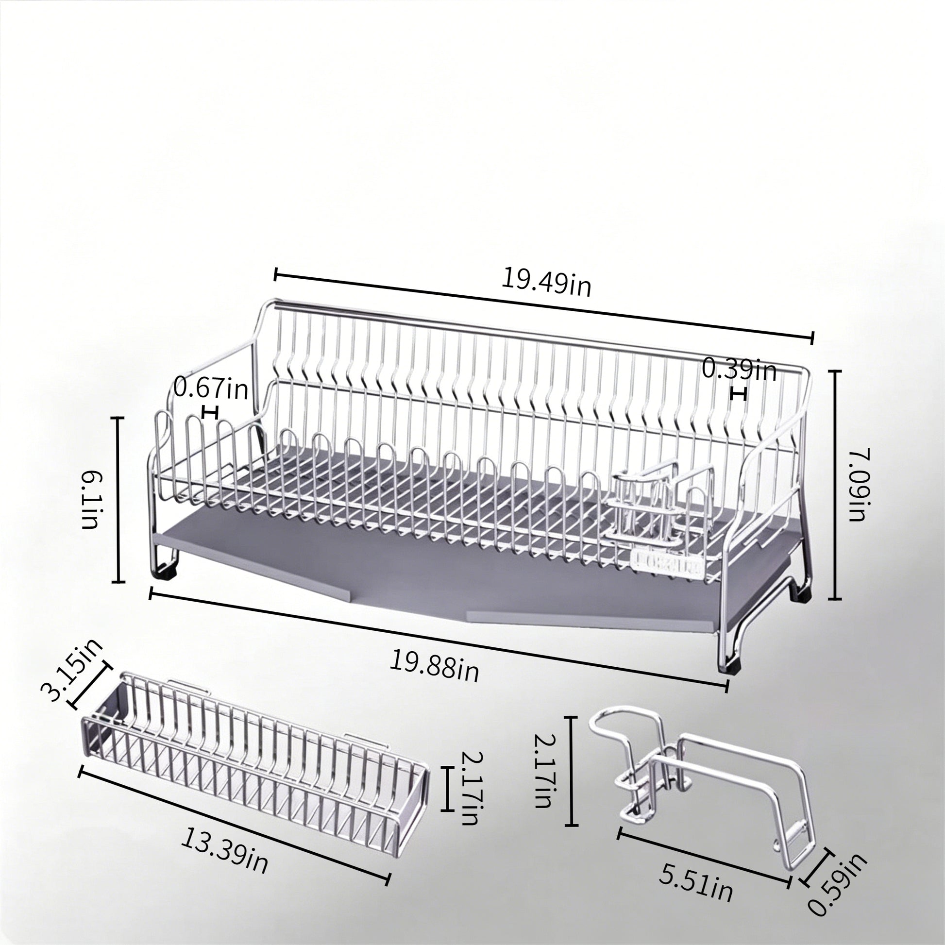 304 stainless steel sink draining rack（Comes with a chopstick holder and a knife holder） size