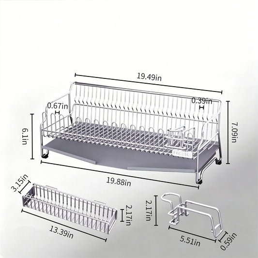 304 stainless steel sink draining rack（Comes with a chopstick holder and a knife holder） size
