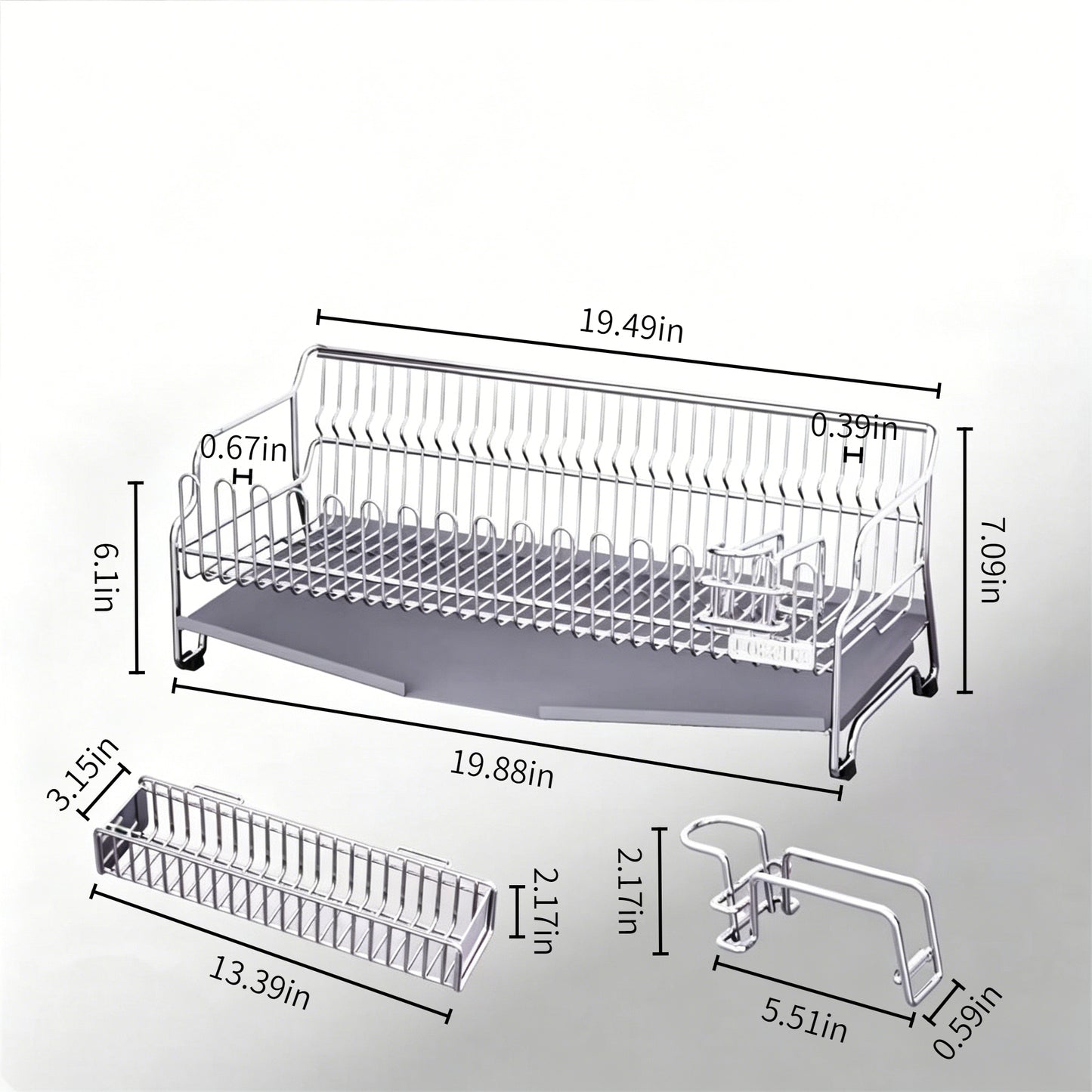 304 stainless steel sink draining rack（Comes with a chopstick holder and a knife holder）