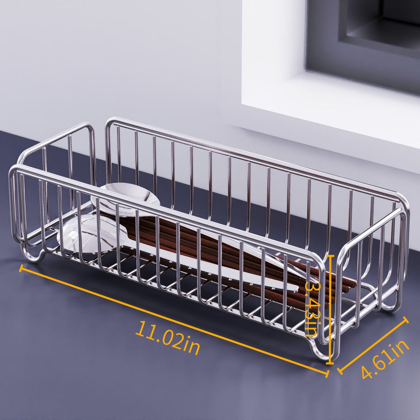 Stainless Steel Kitchen Chopstick & Spoon Drain Basket size