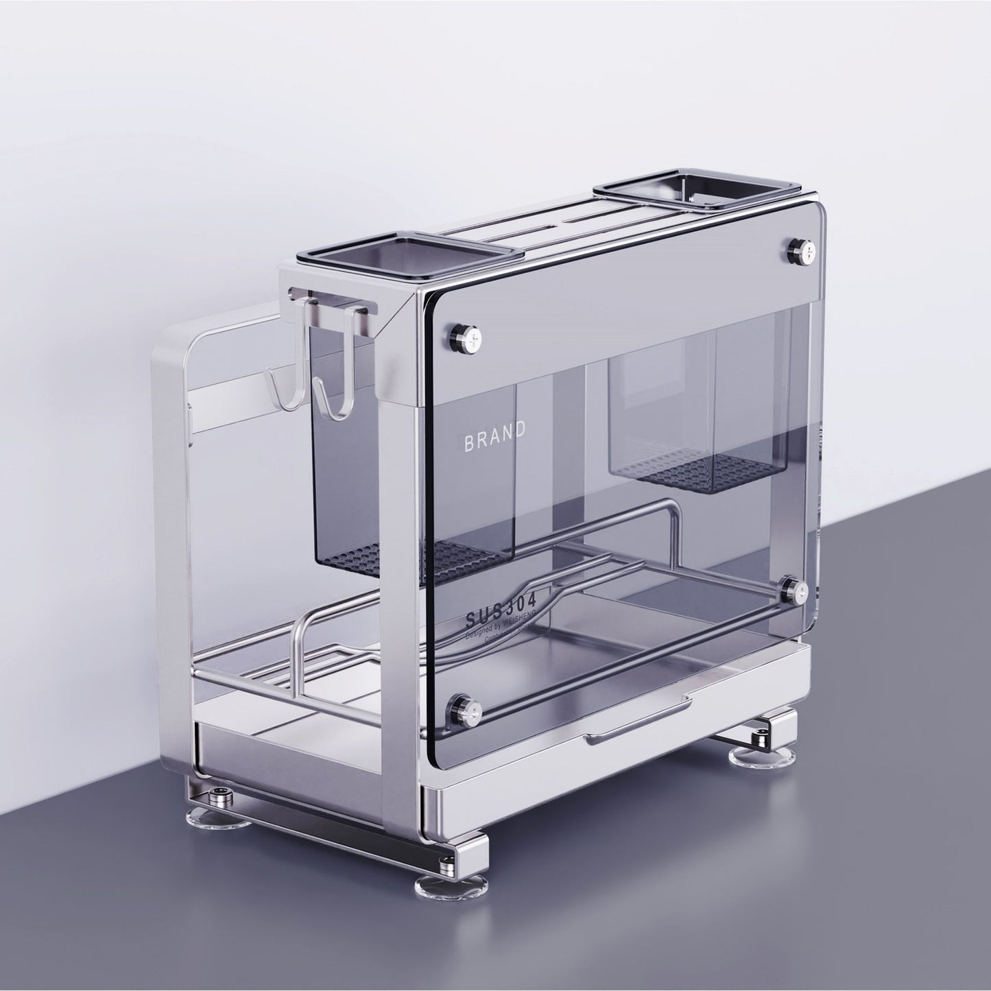 Stainless Steel Kitchen Knife & Cutlery Organizer Rack