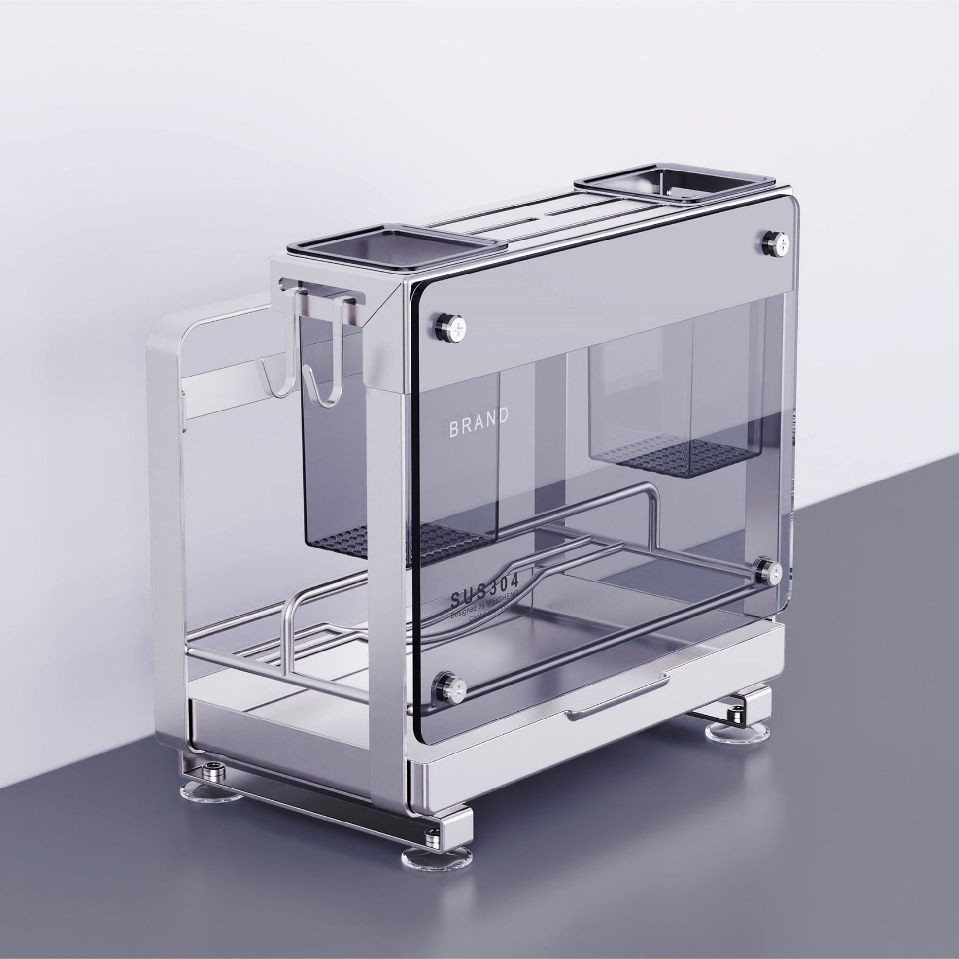Stainless Steel Kitchen Knife & Cutlery Organizer Rack