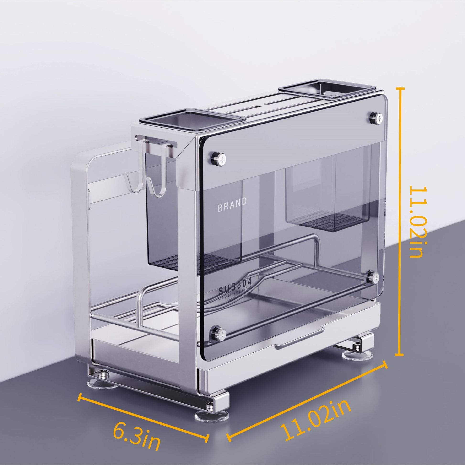 Stainless Steel Kitchen Knife & Cutlery Organizer Rack size
