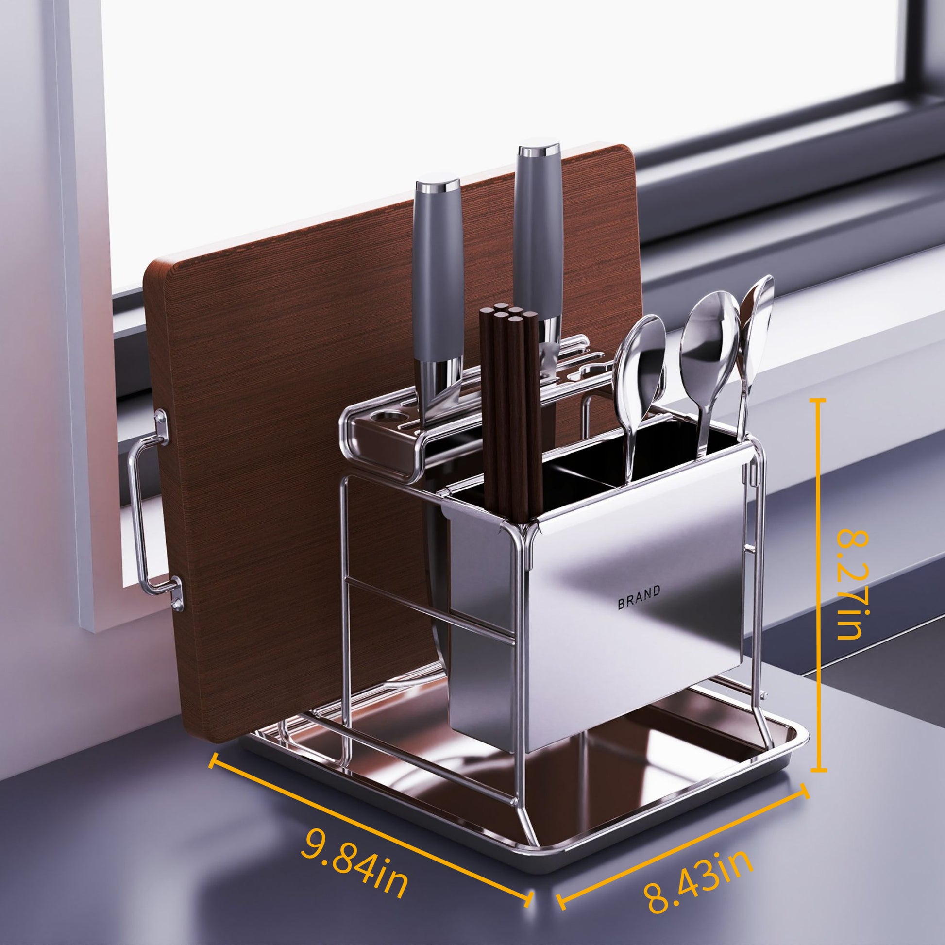 Stainless Steel Kitchen Utensil Storage Rack product2 size