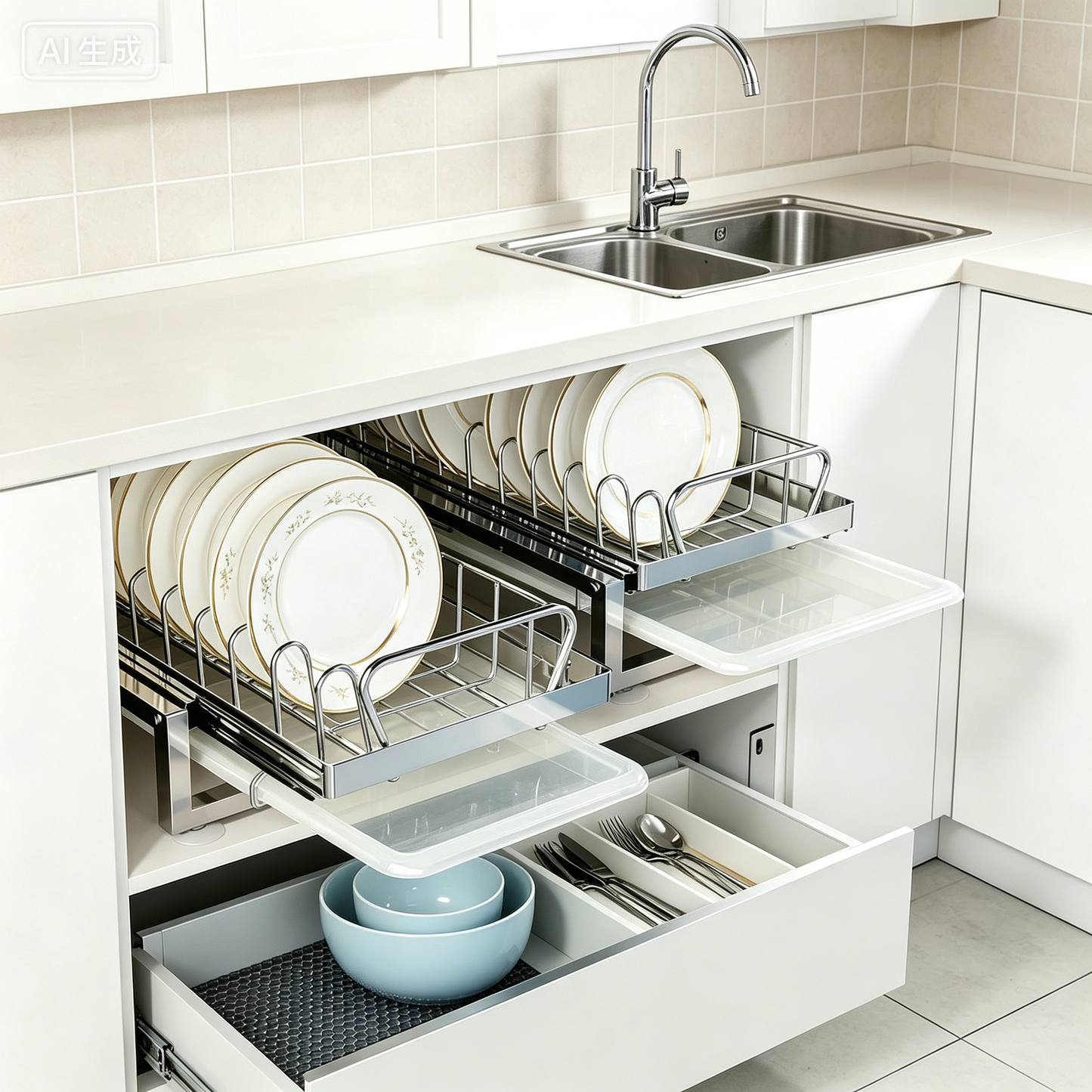 Pull-out Cabinet Dish Rack